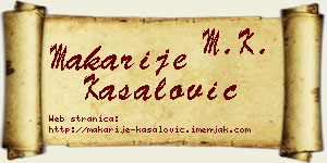 Makarije Kasalović vizit kartica